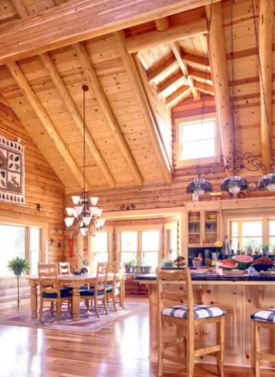 Kitchen Lighting In The Log Home Real, Log Cabin Ceiling Lights