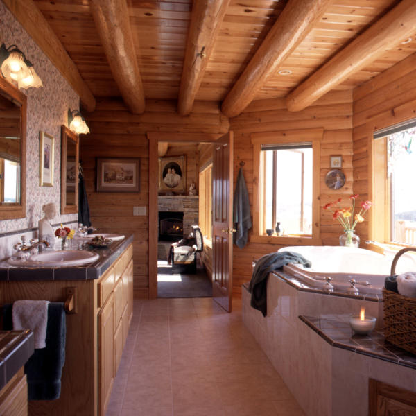 Extending Real Log Style To Bathroom Design Homes - Log Home Bathroom Decorating Ideas