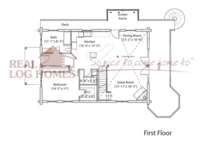 Floor plan of first floor of the Beaver Lake home (L12093)