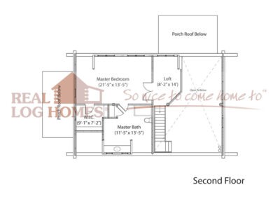 Floor plan of second floor of the Beaver Lake home (L12093)