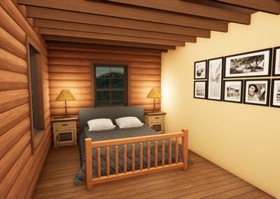 Rendering of the Cavendish Cabin bedroom interior