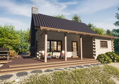 Rendering of the Cavendish Cabin exterior front