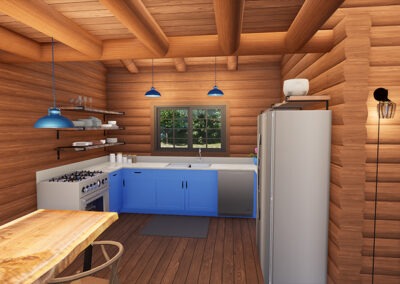 Rendering of the Cavendish Cabin kitchen interior