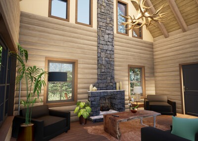Rendering of the Cavendish Cabin great room interior