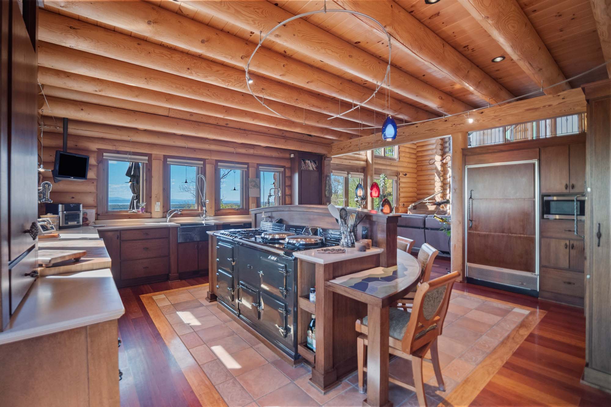 Log Home Kitchen Design with Everything – Including the Kitchen Sink