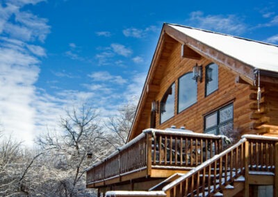 Godfrey Ranch exterior back in snow