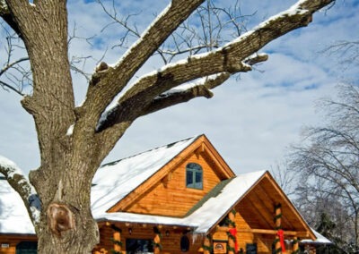 Godfrey Ranch exterior in snow