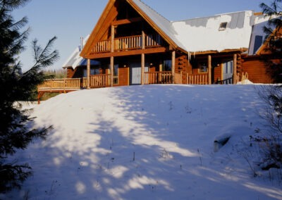 Littleton Ski Lodge exterior in the snow