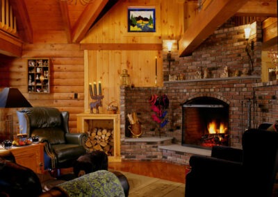Littleton Ski Lodge great room and fireplace