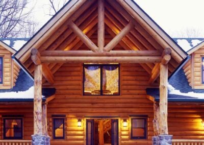 Columbia Station Log Home exterior entryway