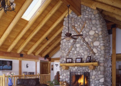 Carson City Log Home great room fireplace