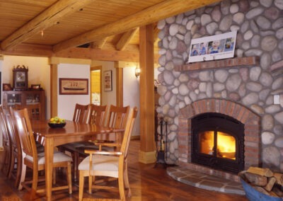 Carson City Log Home dining room fireplace