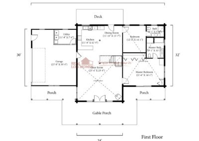 Wolf Log Home (L12013) 1F floor plan