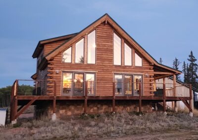 View of side of Colorado log cabin