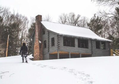 Greydon Cabin exterior in snow