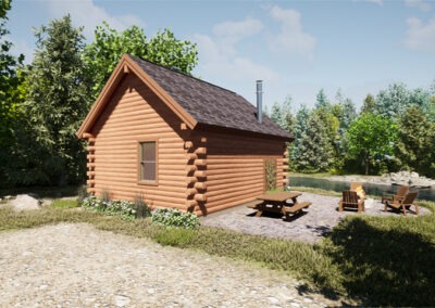 The Fiddlehead Cabin back left rendering (FKA the Liberty)
