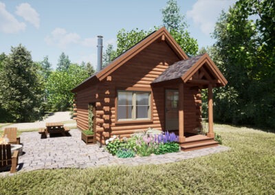 The Fiddlehead Cabin front left rendering (FKA the Liberty)