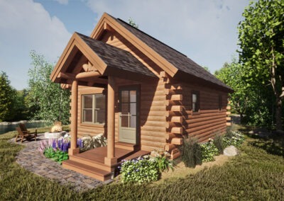 The Fiddlehead Cabin front right rendering (FKA the Liberty)