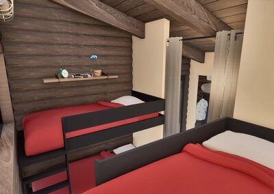 Long Trail Bunkhouse render interior bunks
