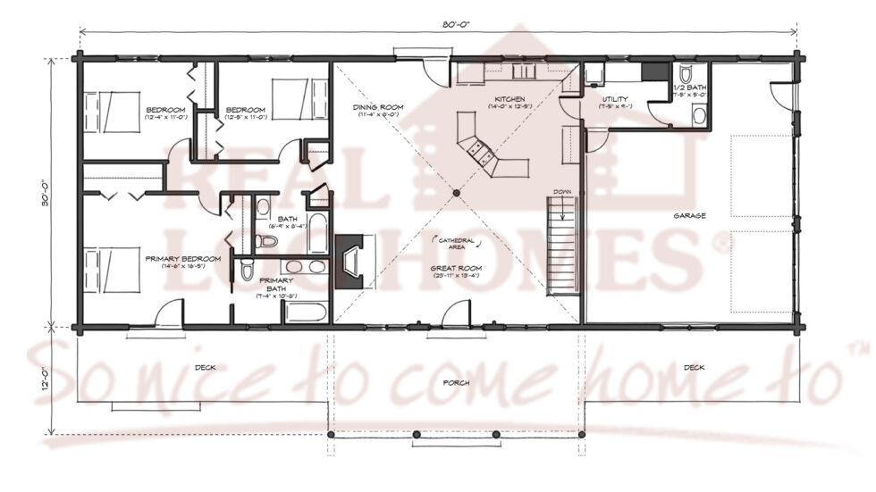 The Woodland: A Real Log Homes Three Bedroom Floor Plan
